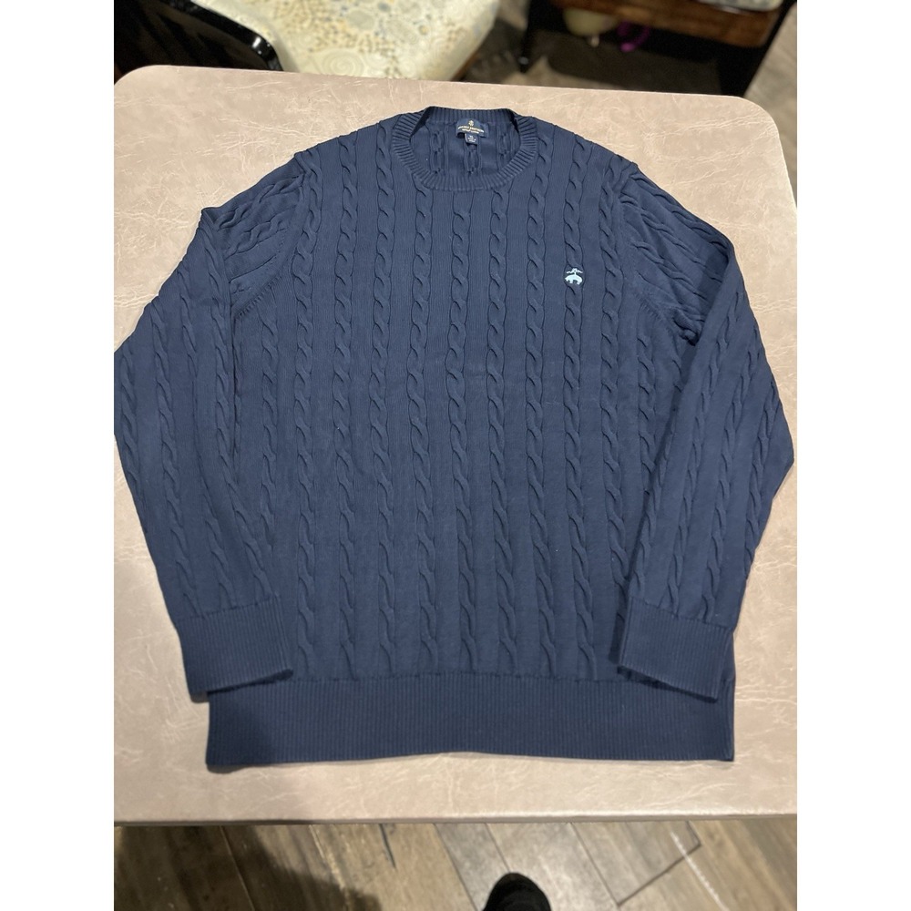 Brooks Brothers Men's Cable Knit Sweater‎ Xl Navy Blue